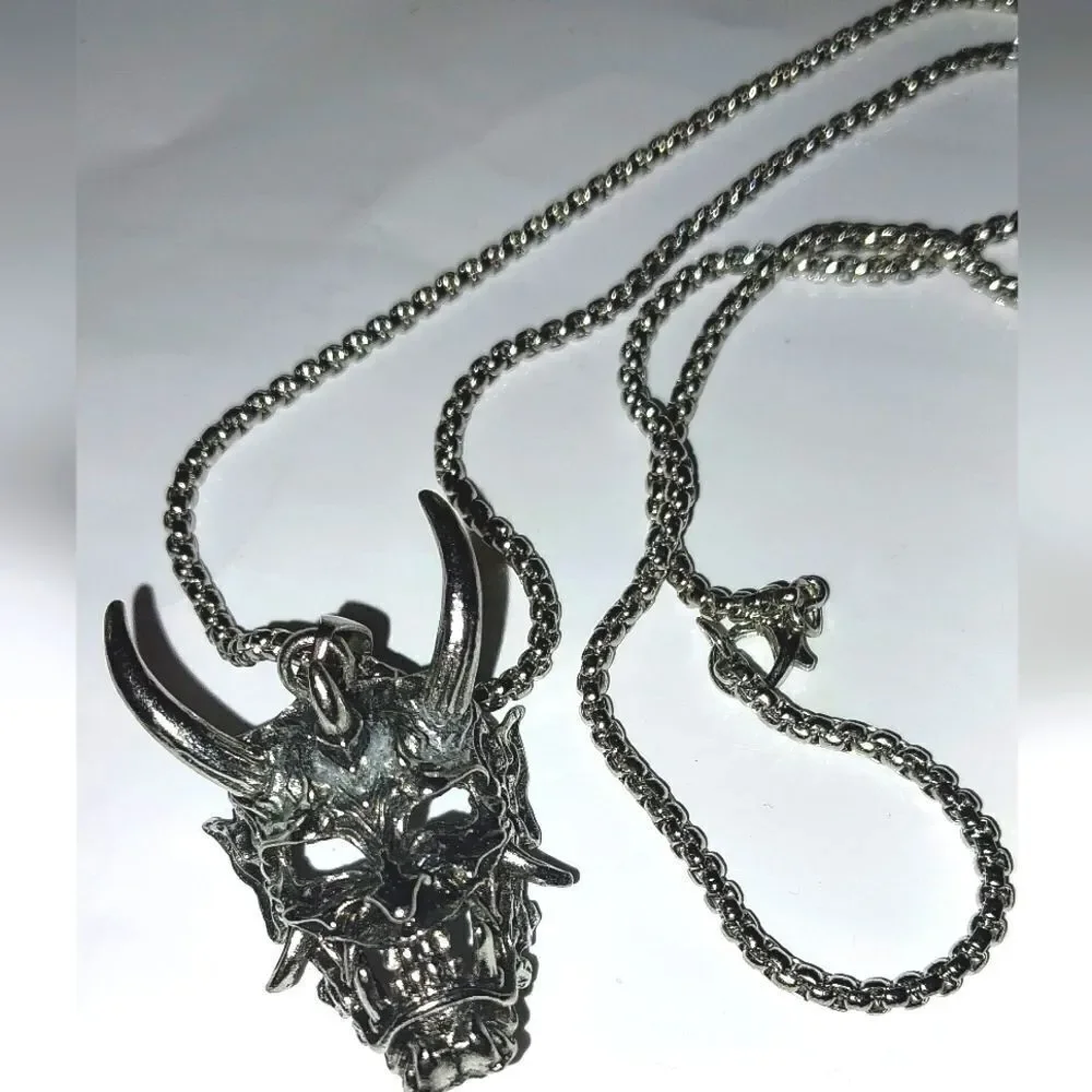 Retro Unisex Street Punk Ghost Mask Pendant Necklace